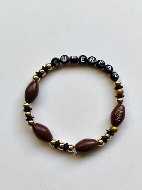 4/$20💥Black "SUPERFAN" Beaded Football Bracelet